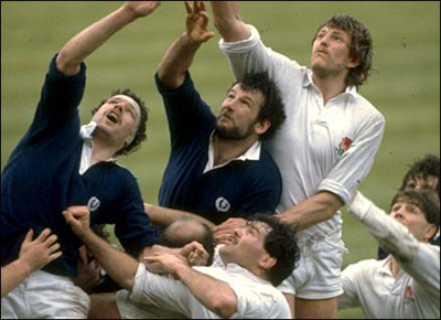 Chris's dad (middle) in action for Scotland during that legendary game at Twickenham